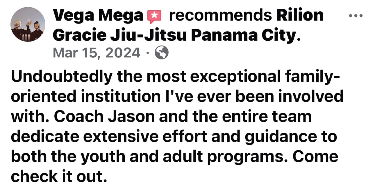 Google review from a Rilion Gracie BJJ student