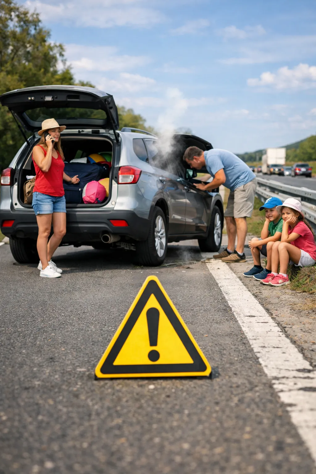 a black car parked on the side of a street