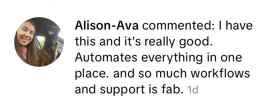 Screenshot of second testimonial