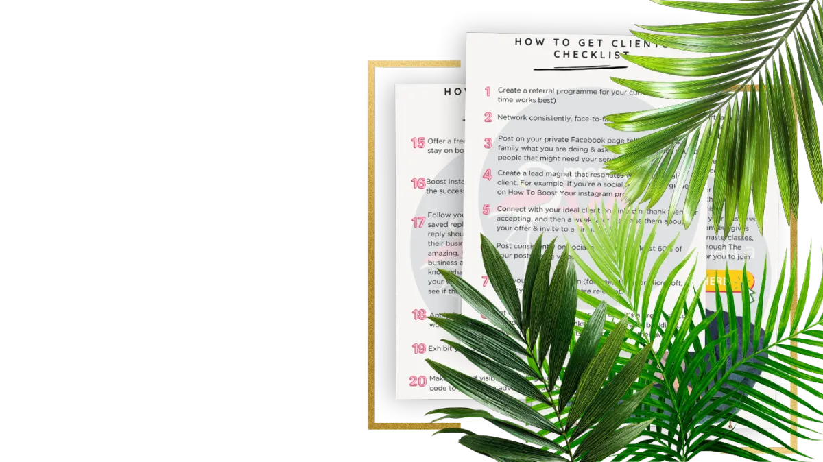 Free 20 ways to get clients cheat sheet website banner