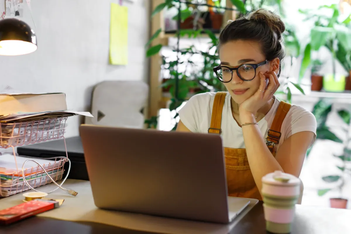 Woman working on her computer