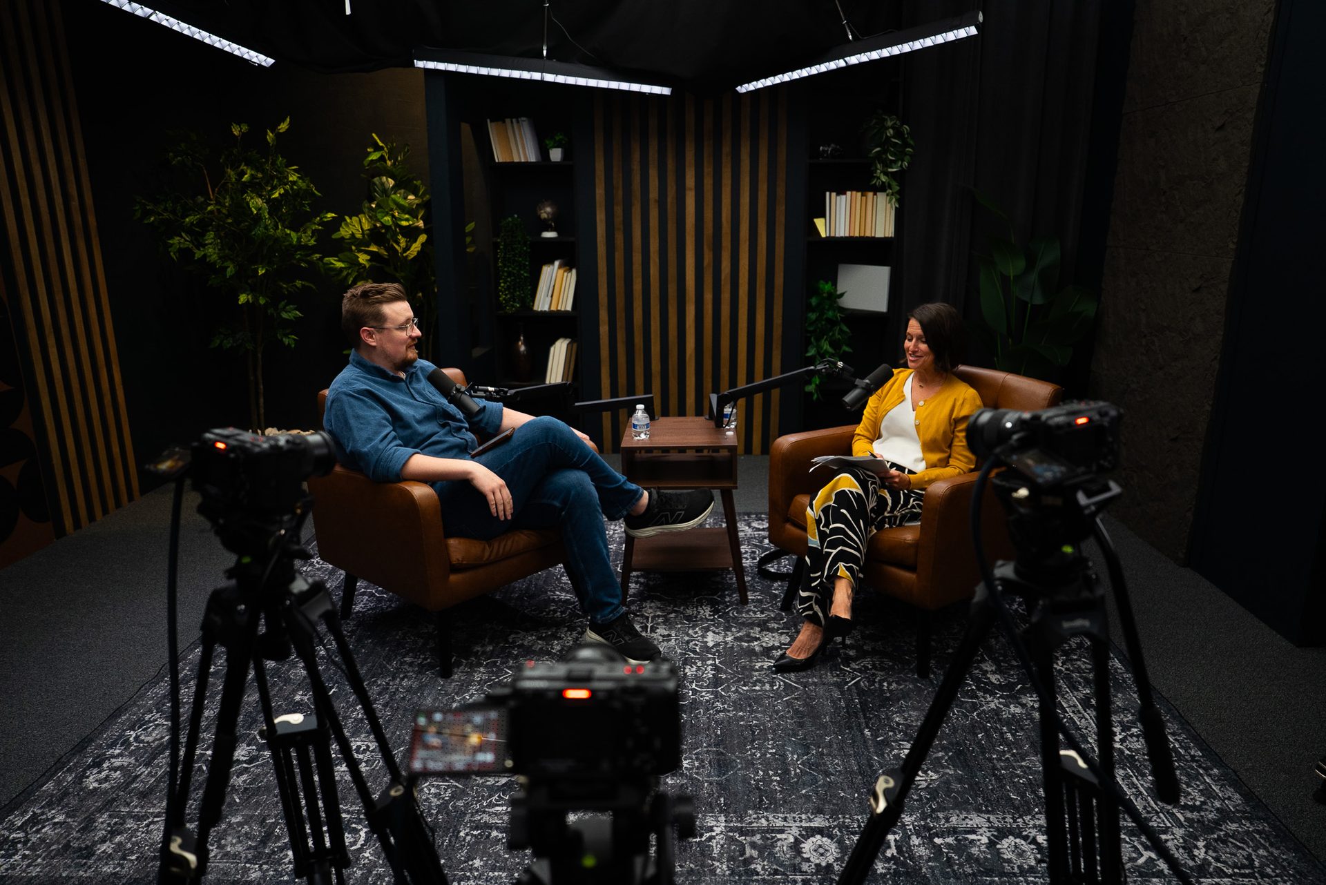 Behind-the-scenes view of a podcast production in Cincinnati