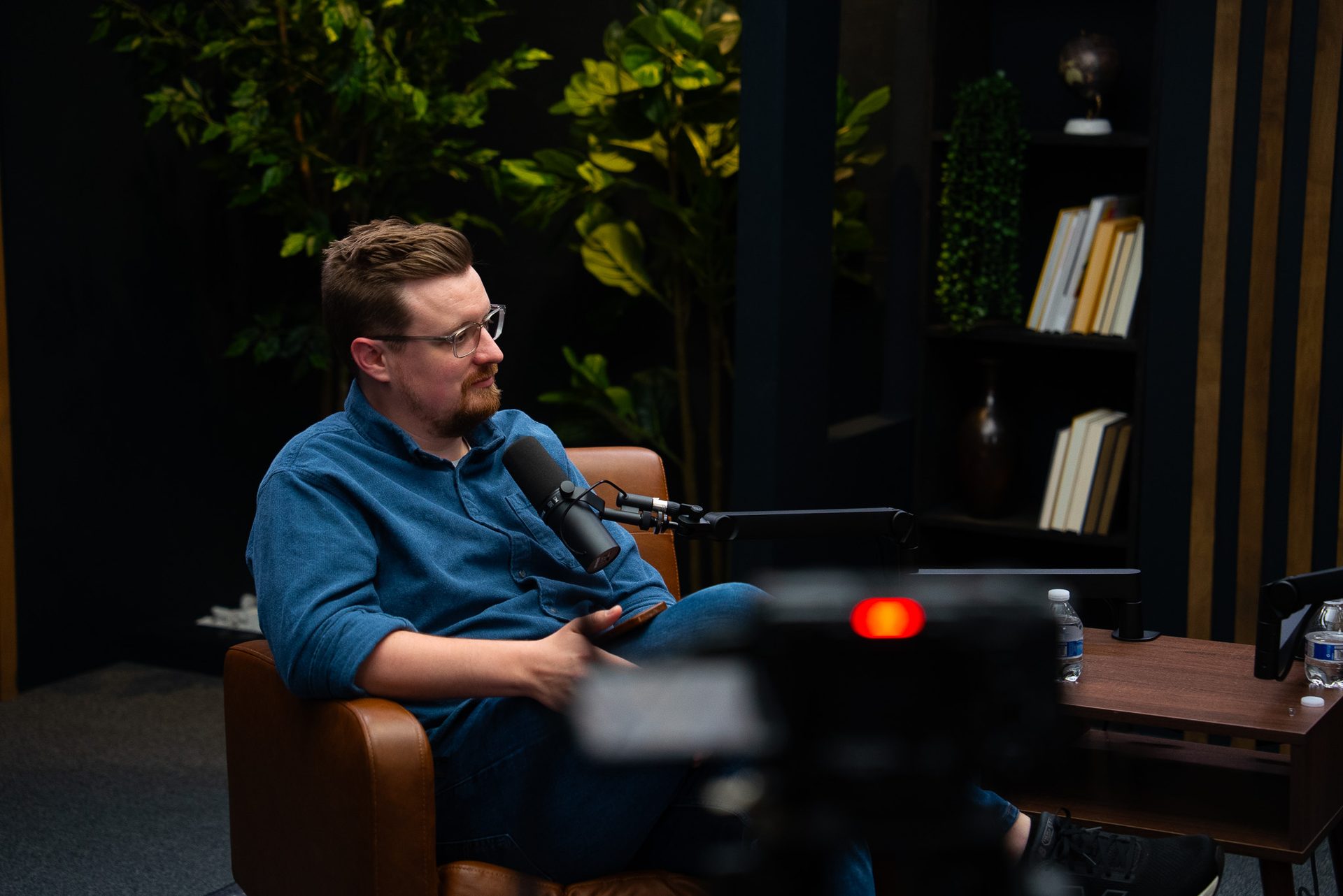 Behind-the-scenes view of a podcast production in Cincinnati