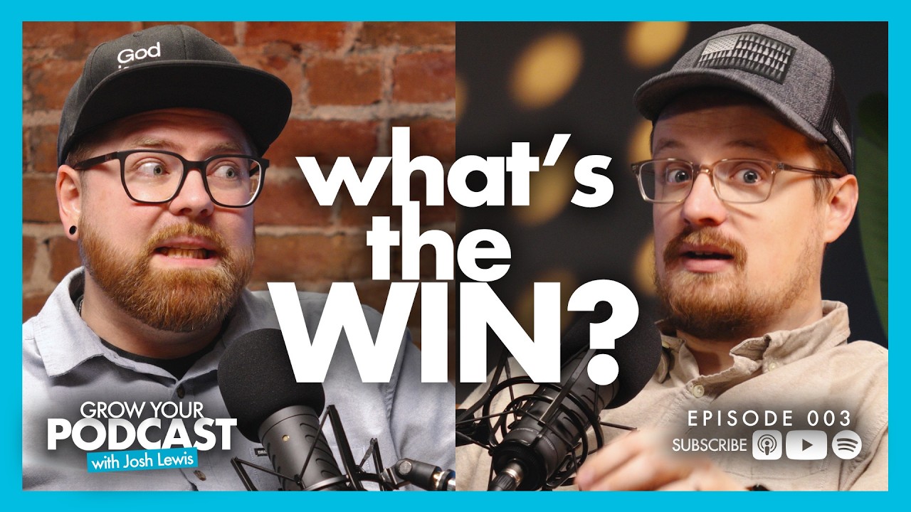 two guys talking on a podcast with the title "what's the win?"