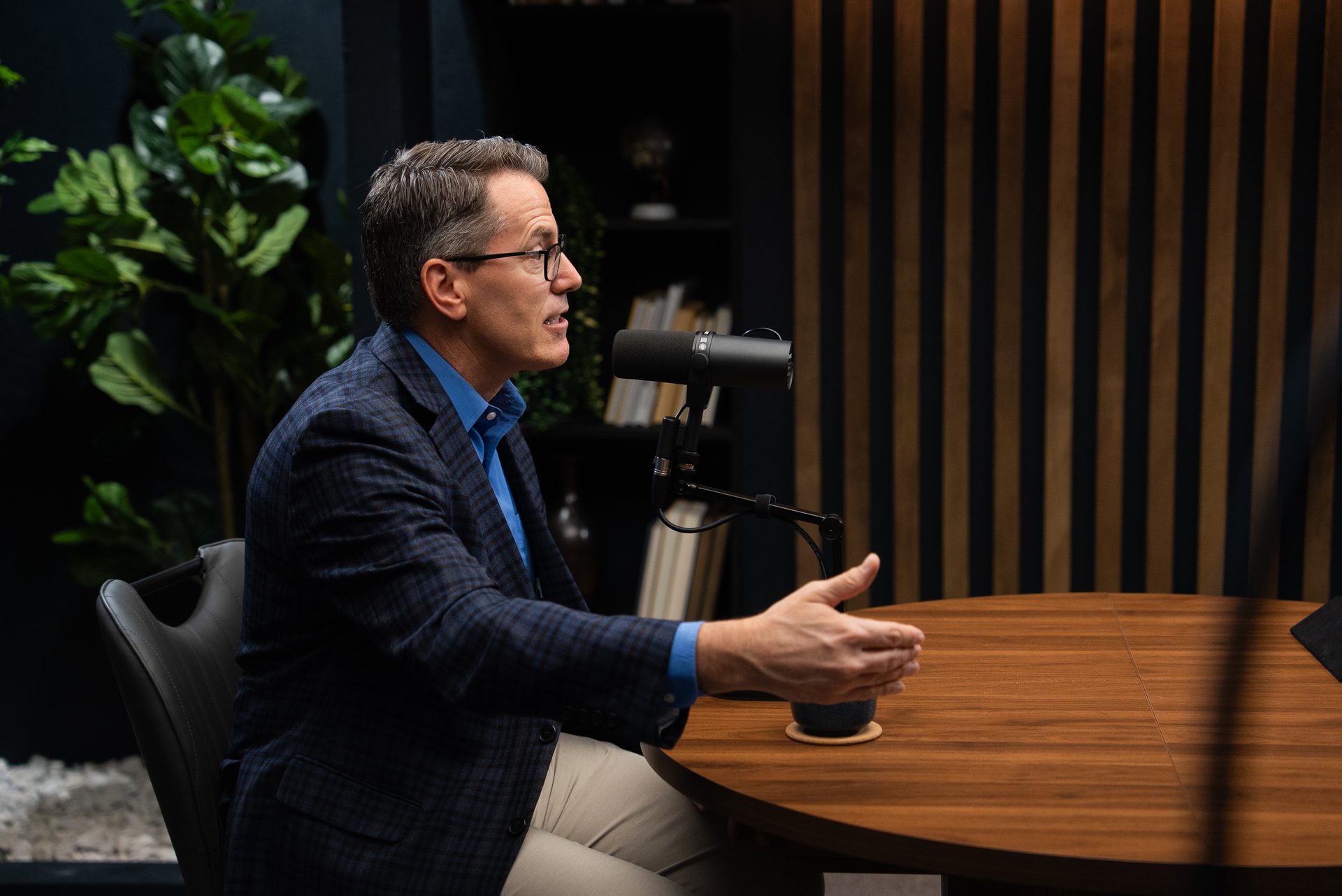 Video podcast recording session with multiple cameras in a professional Cincinnati studio