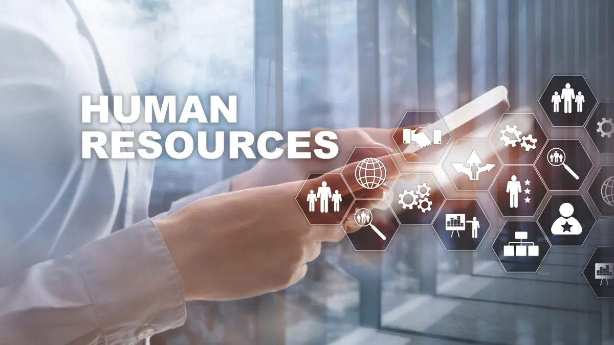 HR icons, hands holding device