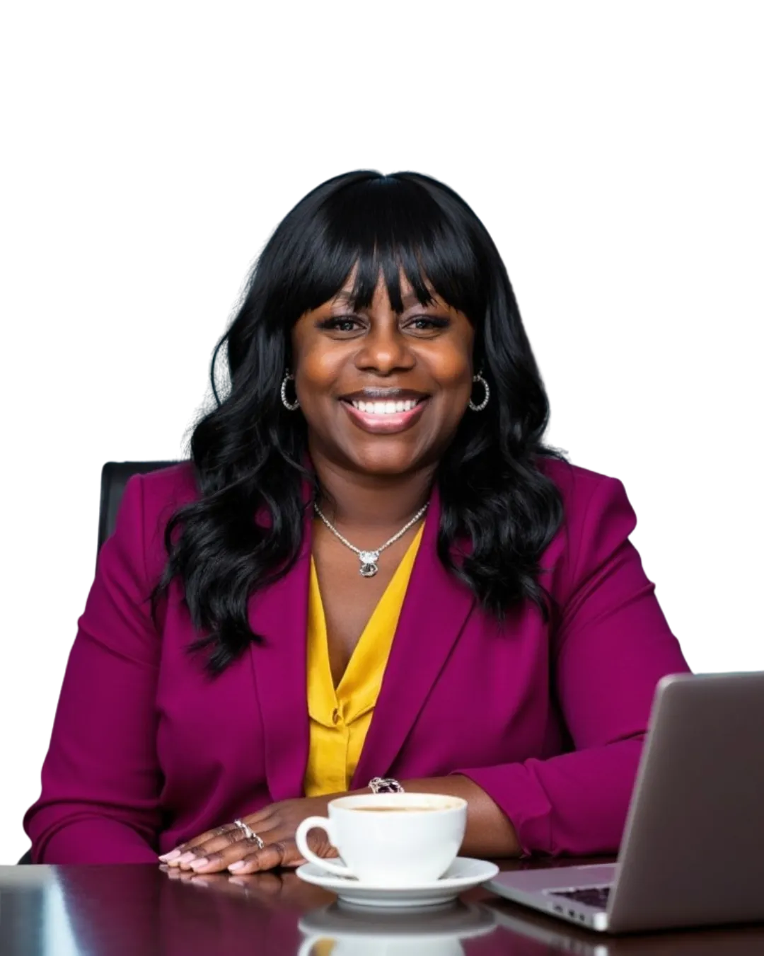 Executive woman founder standing in warm natural lighting with subtle poise