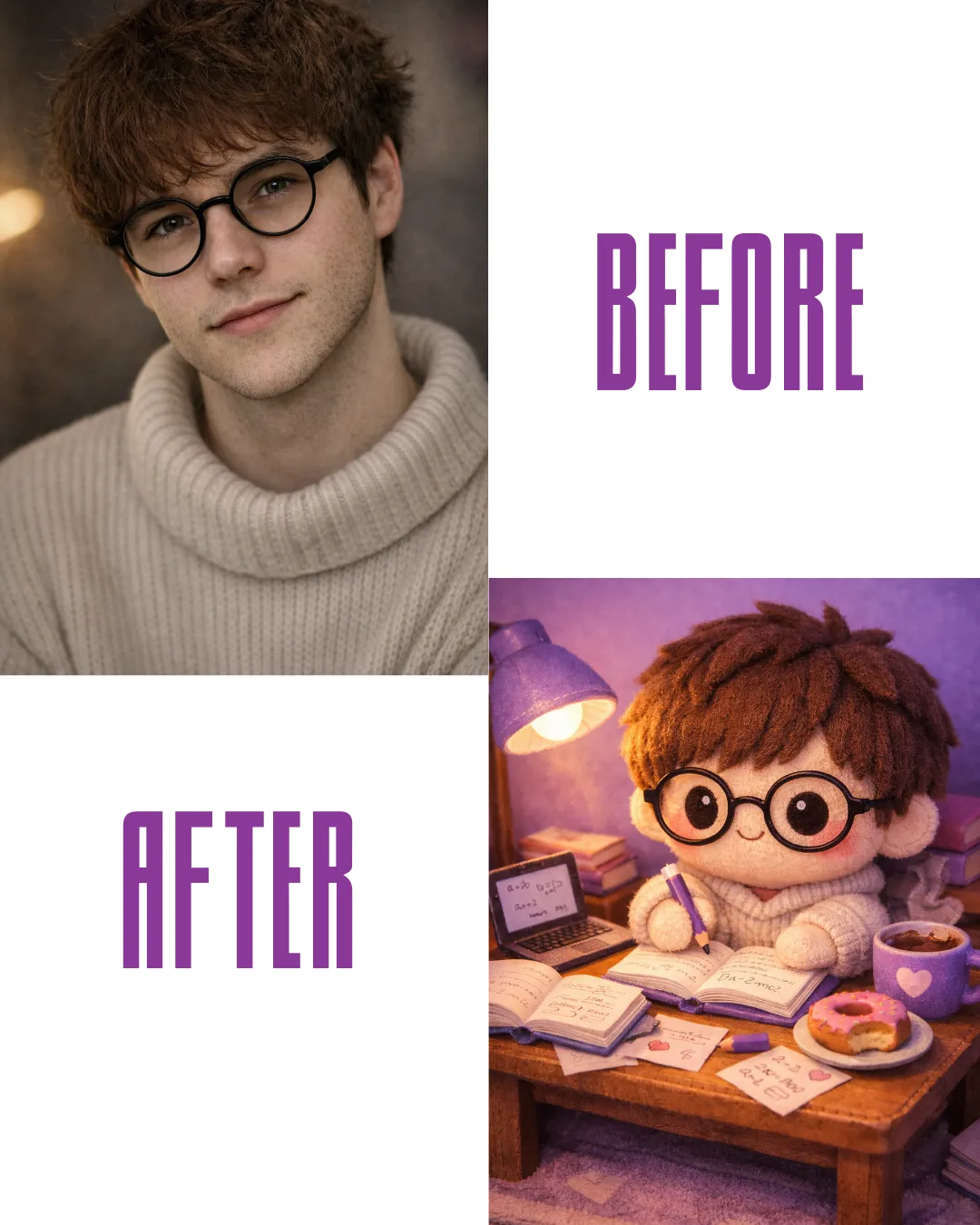 Small orange plush fox with curled tail