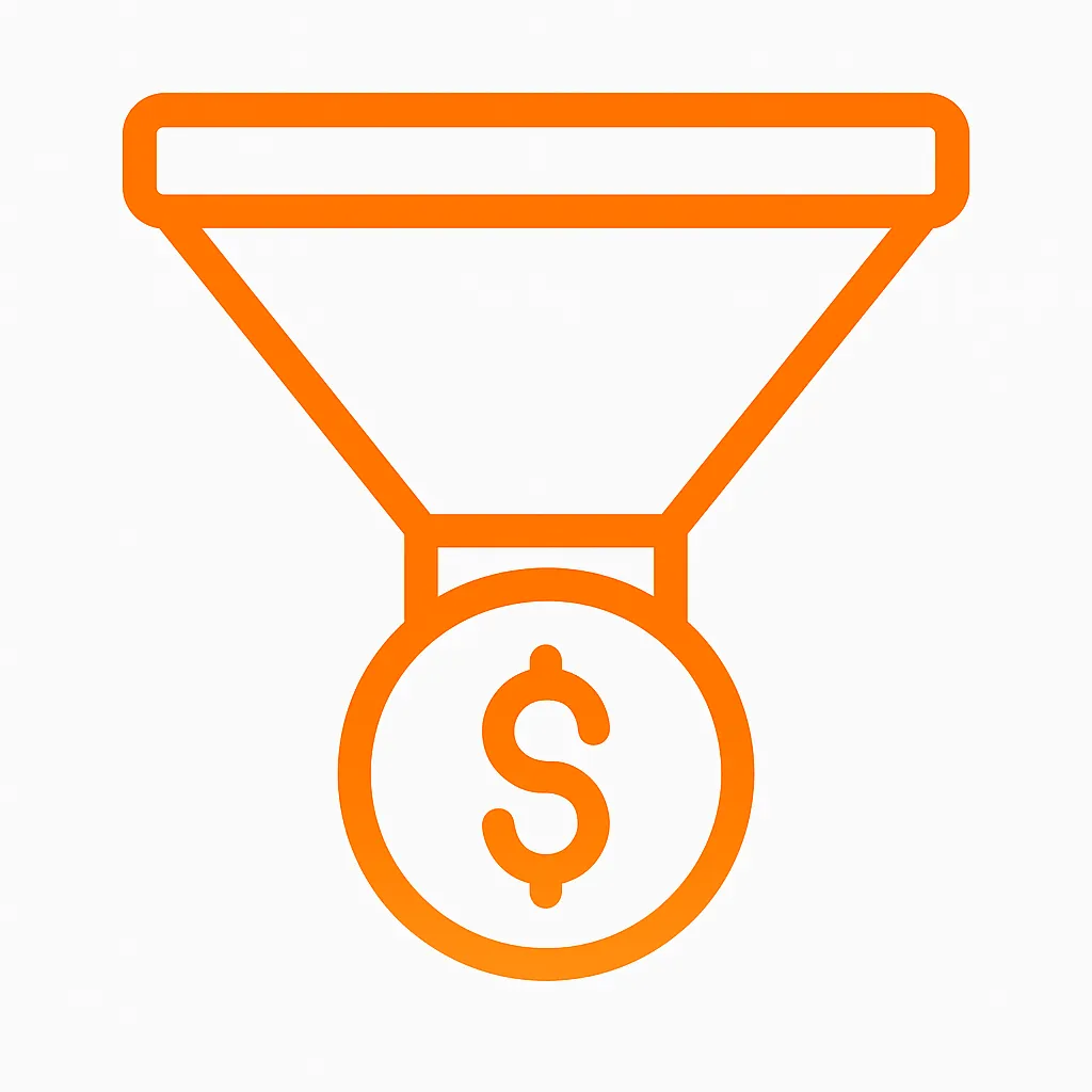 Orange funnel icon representing conversion funnel optimization by Ignite Media Flow