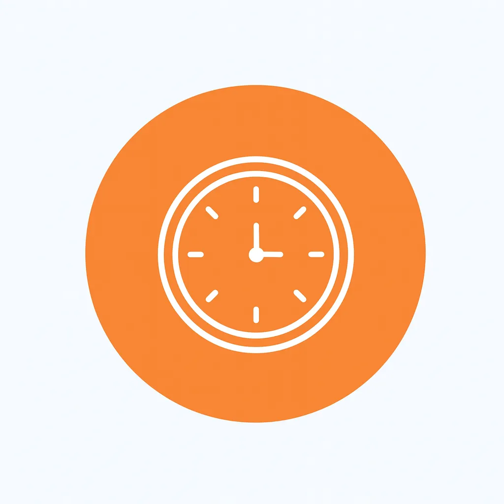 Orange clock icon representing Ignite Media Flow’s expert marketing team delivering real results with proven strategies, reliable execution, and measurable business growth.