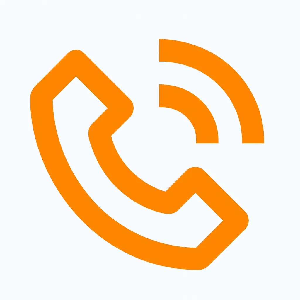 Orange phone call icon symbolizing direct business communication and customer support for Ignite Media Flow