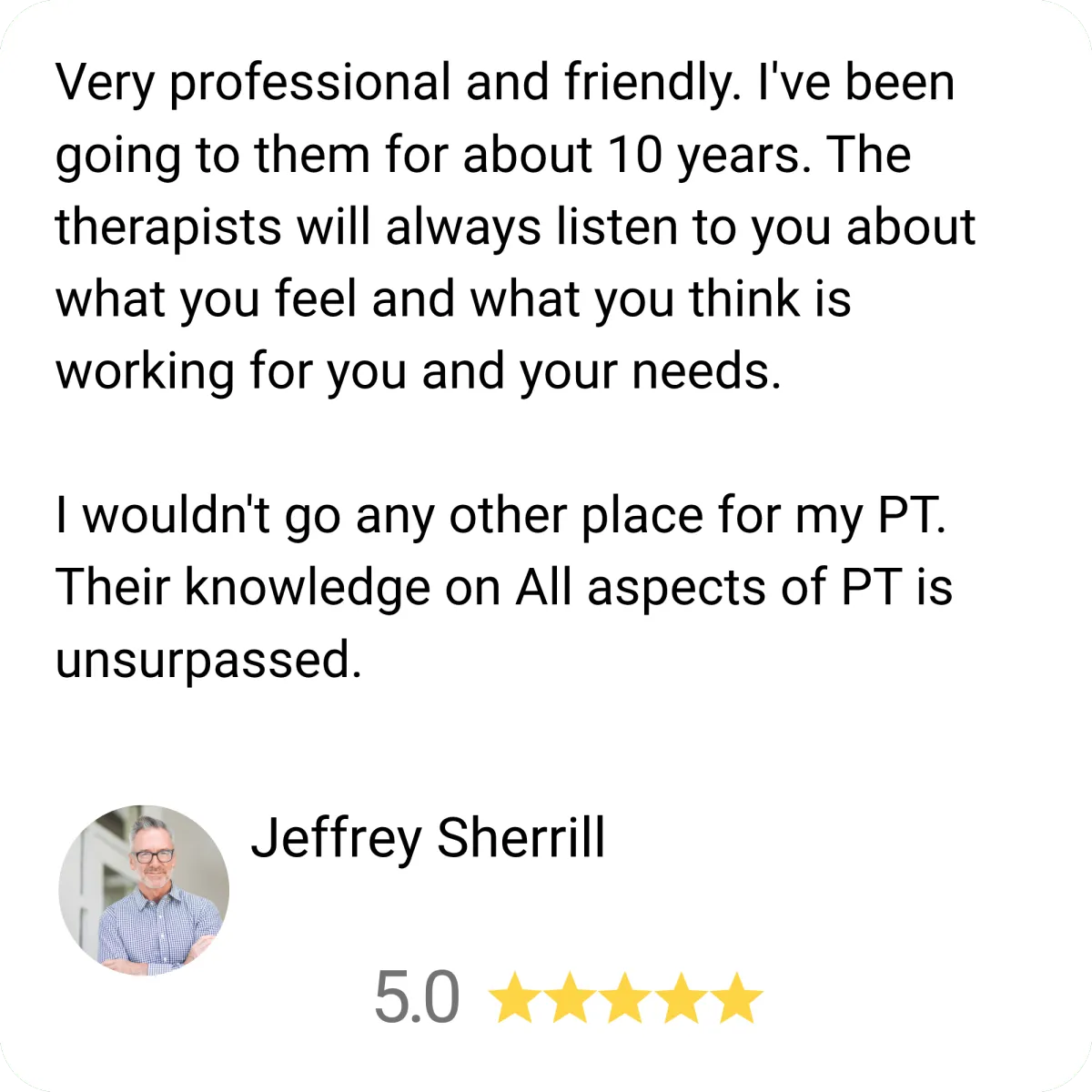 Five star google review from jeffrey sherrill