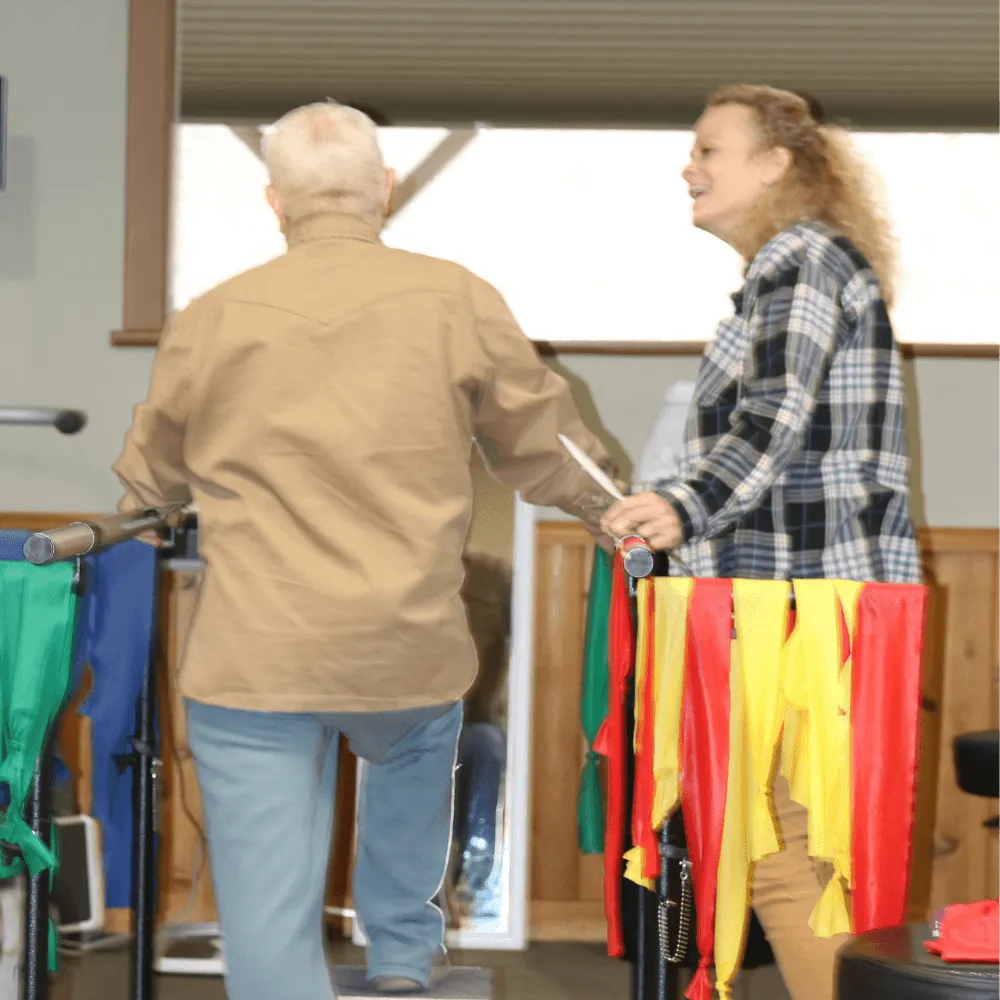 Licensed physical therapist providing one-on-one treatment at Canyon Therapy in Cody WY