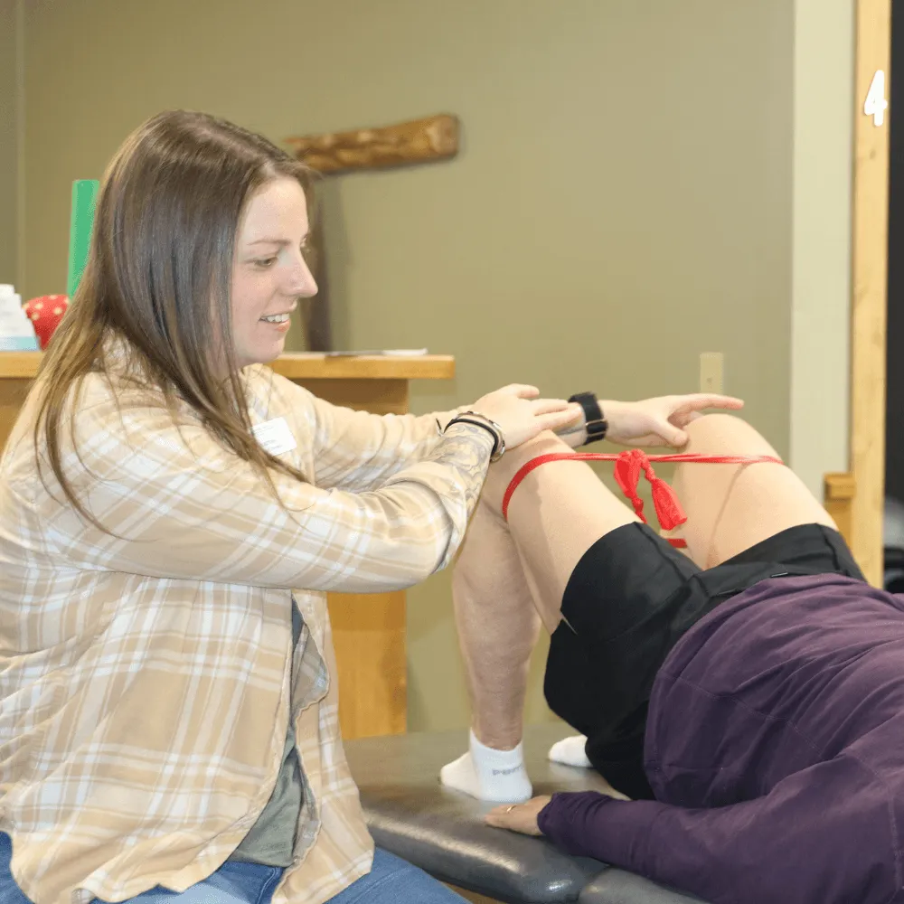 Occupational therapist working with a patient at Canyon Therapy clinic in Cody Wyoming