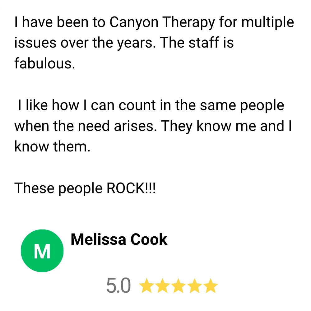 Five star google review from melissa cook
