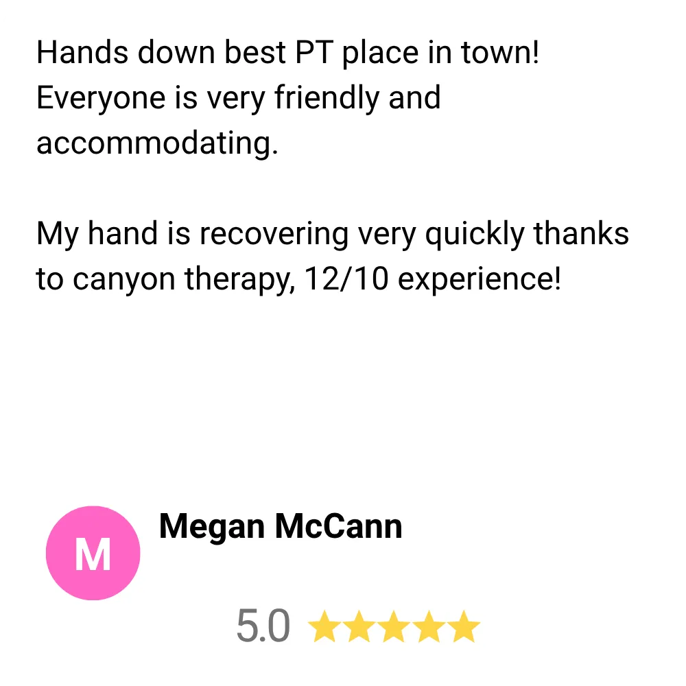 Five star google review from megan mccann