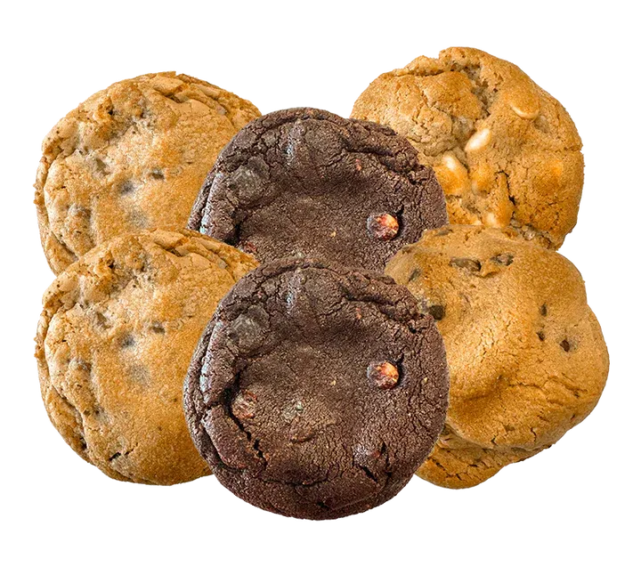 a stack of cookies sitting on top of a red rug
