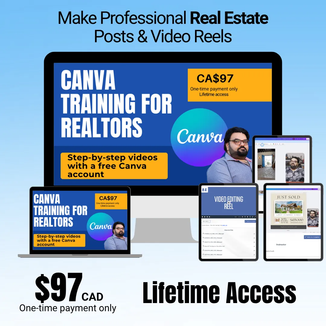 Canva training for Realtors online course — step-by-step videos, CA$27 CAD lifetime access