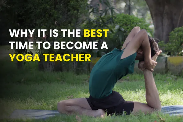 Why to become a yoga teacher blog graphic with practitioner doing backbend