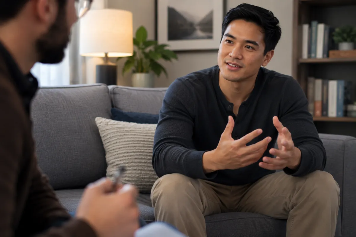 man in a individual therapy session