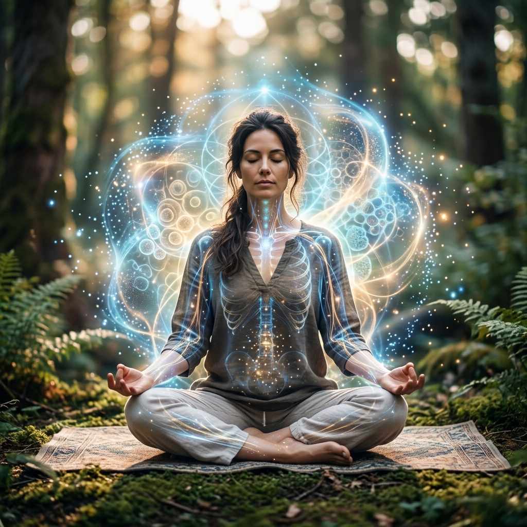 Donna che medita per riprogrammare le energie