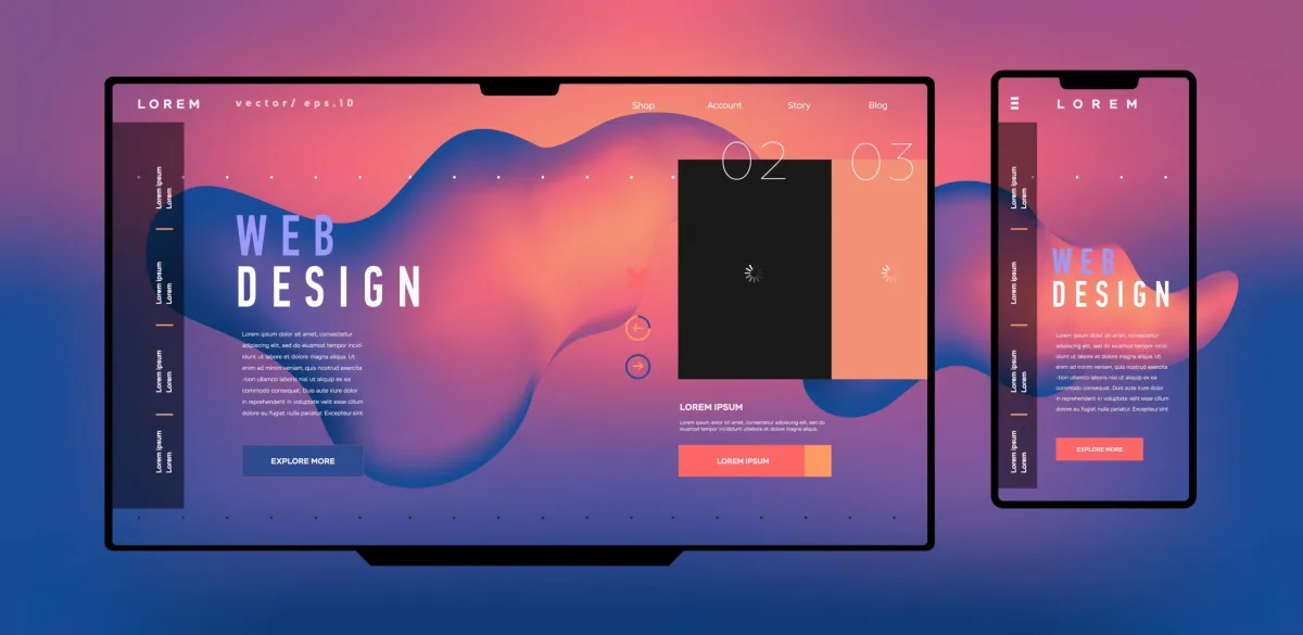Website design mockup shown on desktop and mobile