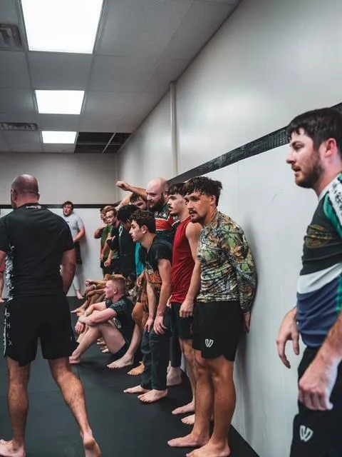Students training together during a Brazilian Jiu Jitsu class at Tupelo Jiu Jitsu Academy