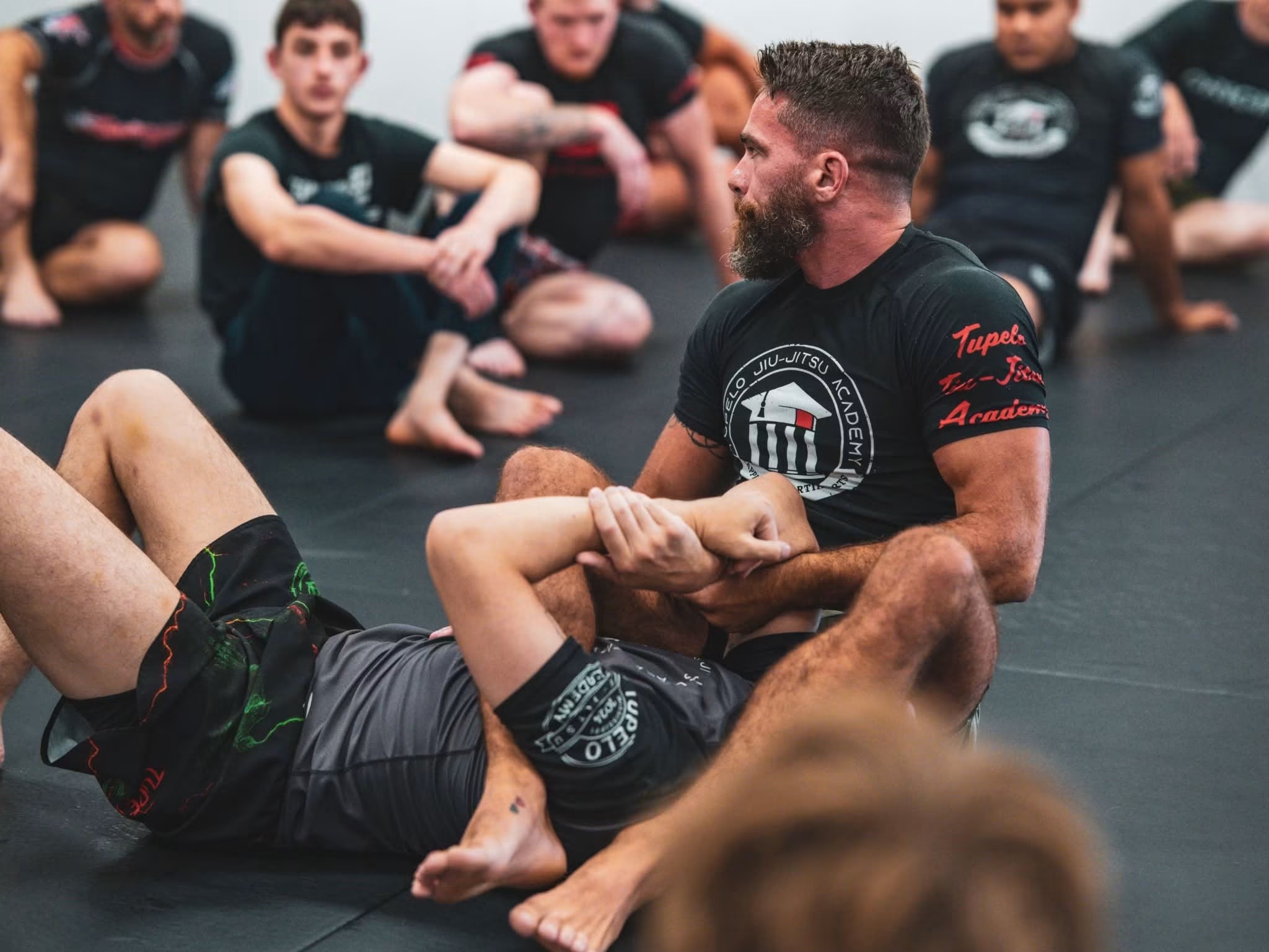 Brazilian Jiu Jitsu technique demonstration at Tupelo Jiu Jitsu Academy