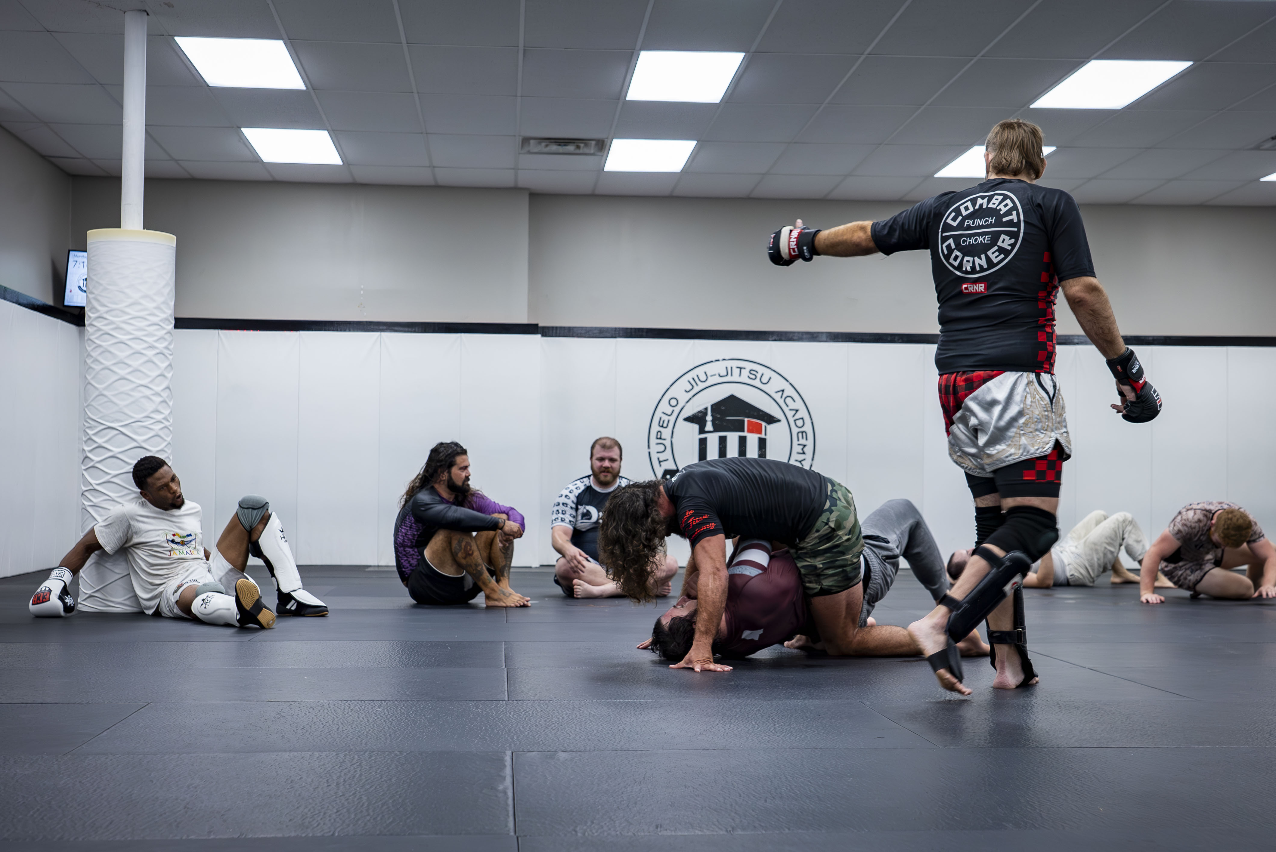 No-Gi Brazilian Jiu Jitsu students training during class at Tupelo Jiu Jitsu Academy