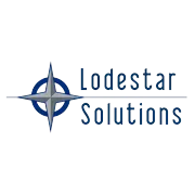 Lodestar Solutions logo featuring a blue stylized compass rose next to the brand name in dark typography