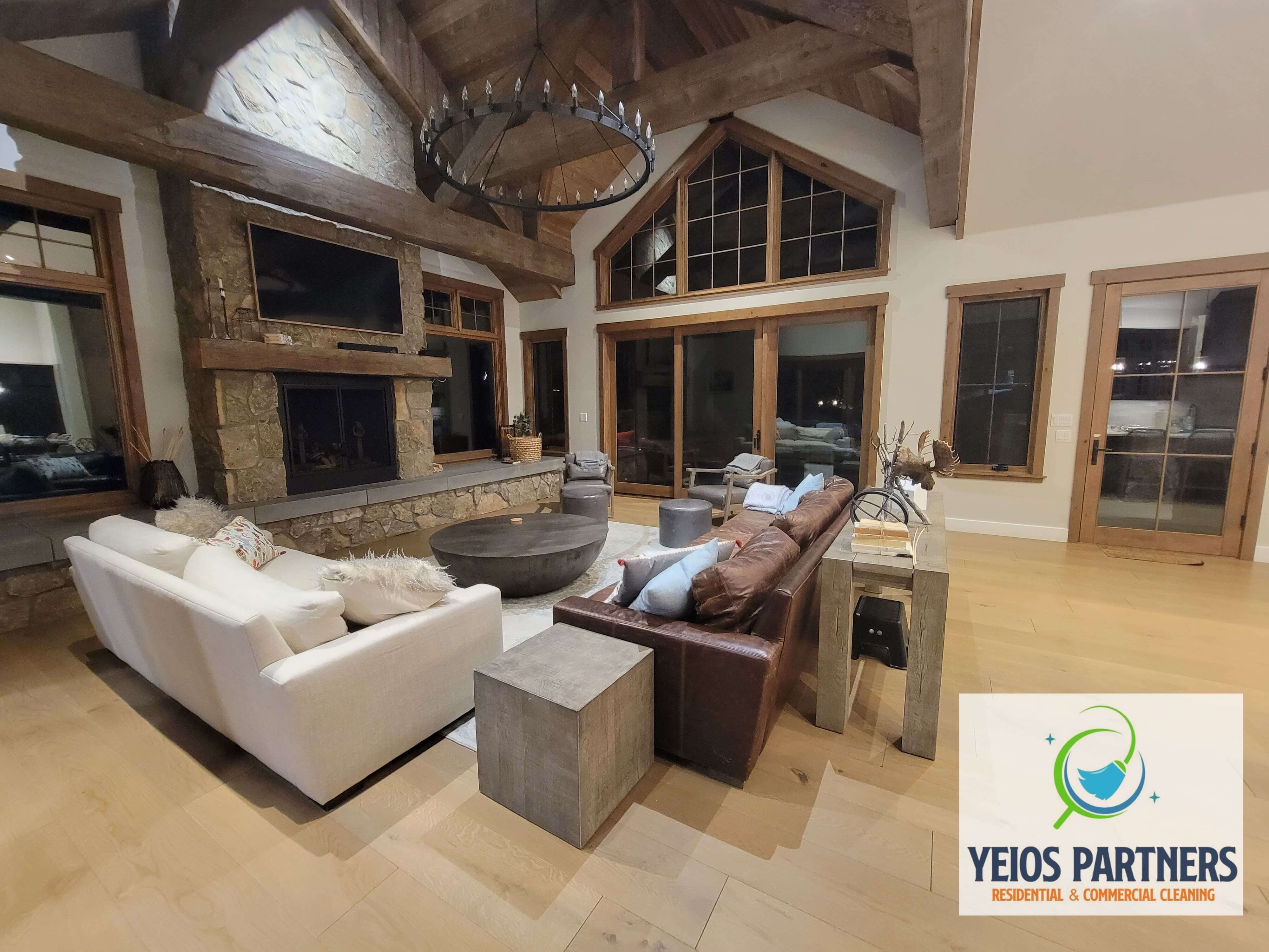 Guest-ready vacation rental living room after a professional cleaning in Longmont.