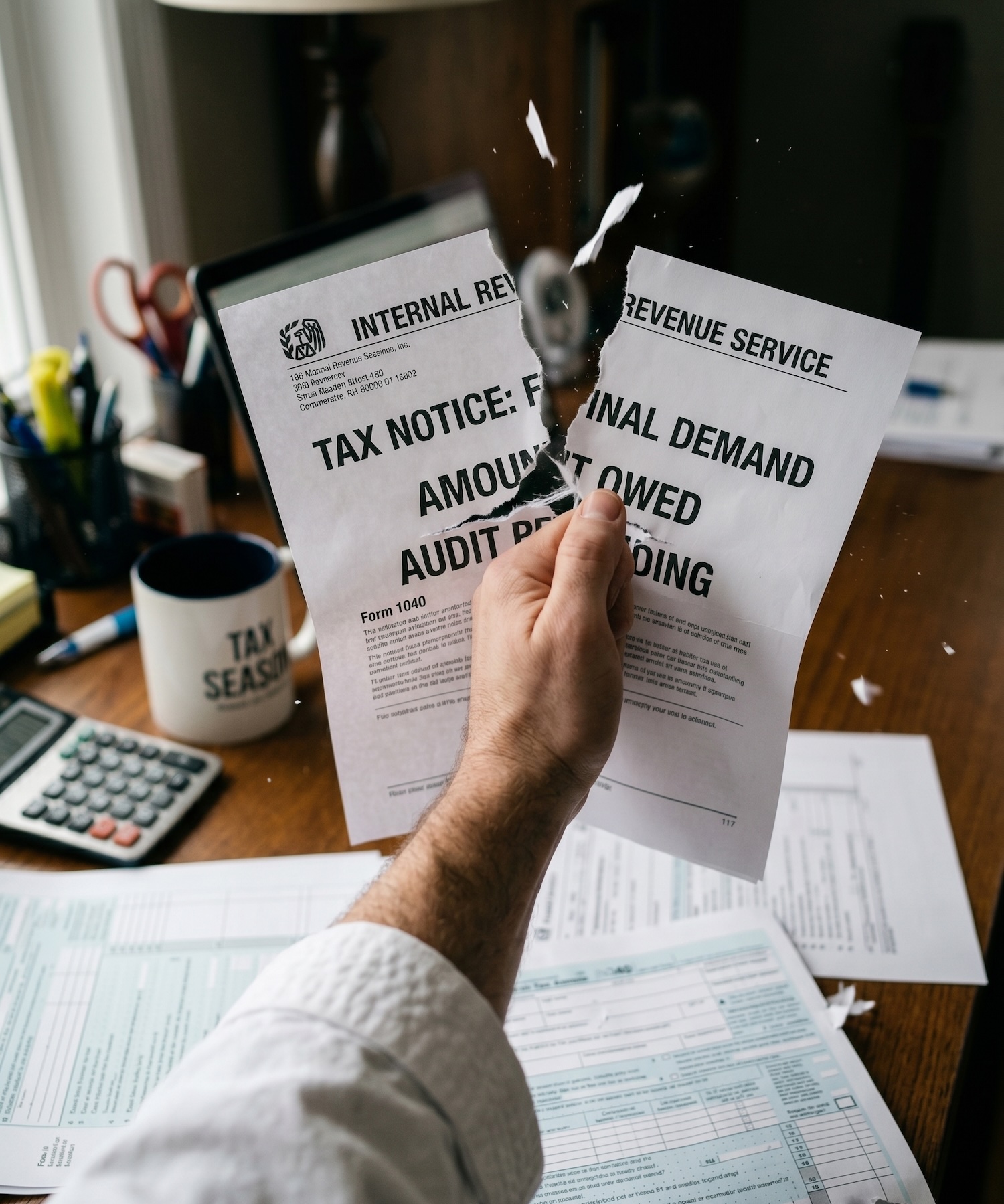 Professional tax attorney reviewing IRS documents and negotiating relief