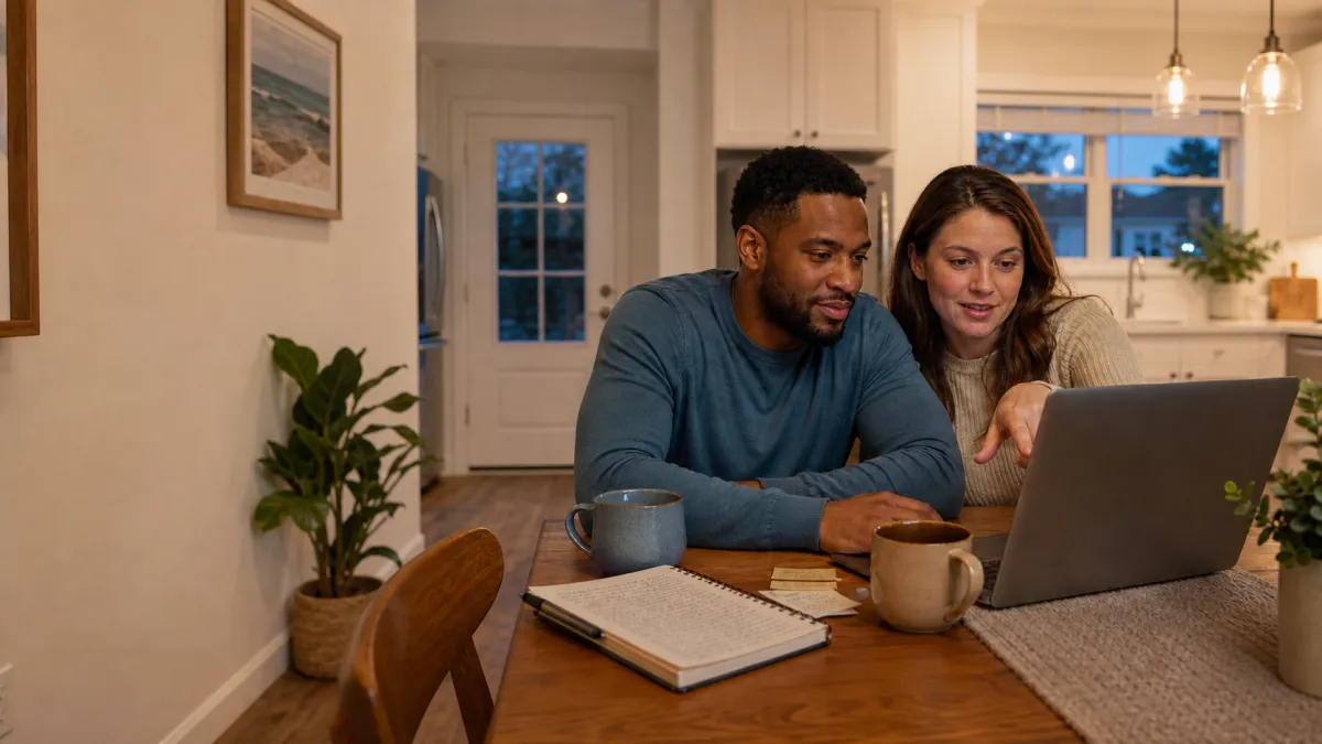 Couple discussing home search