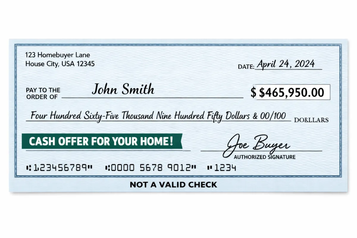 west sound buyers offering $465,950.00 as a cash offer on a home not valid check photo.