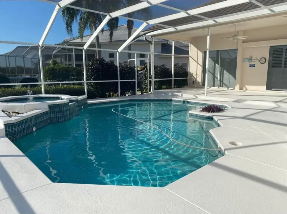 Modern concrete pool deck
