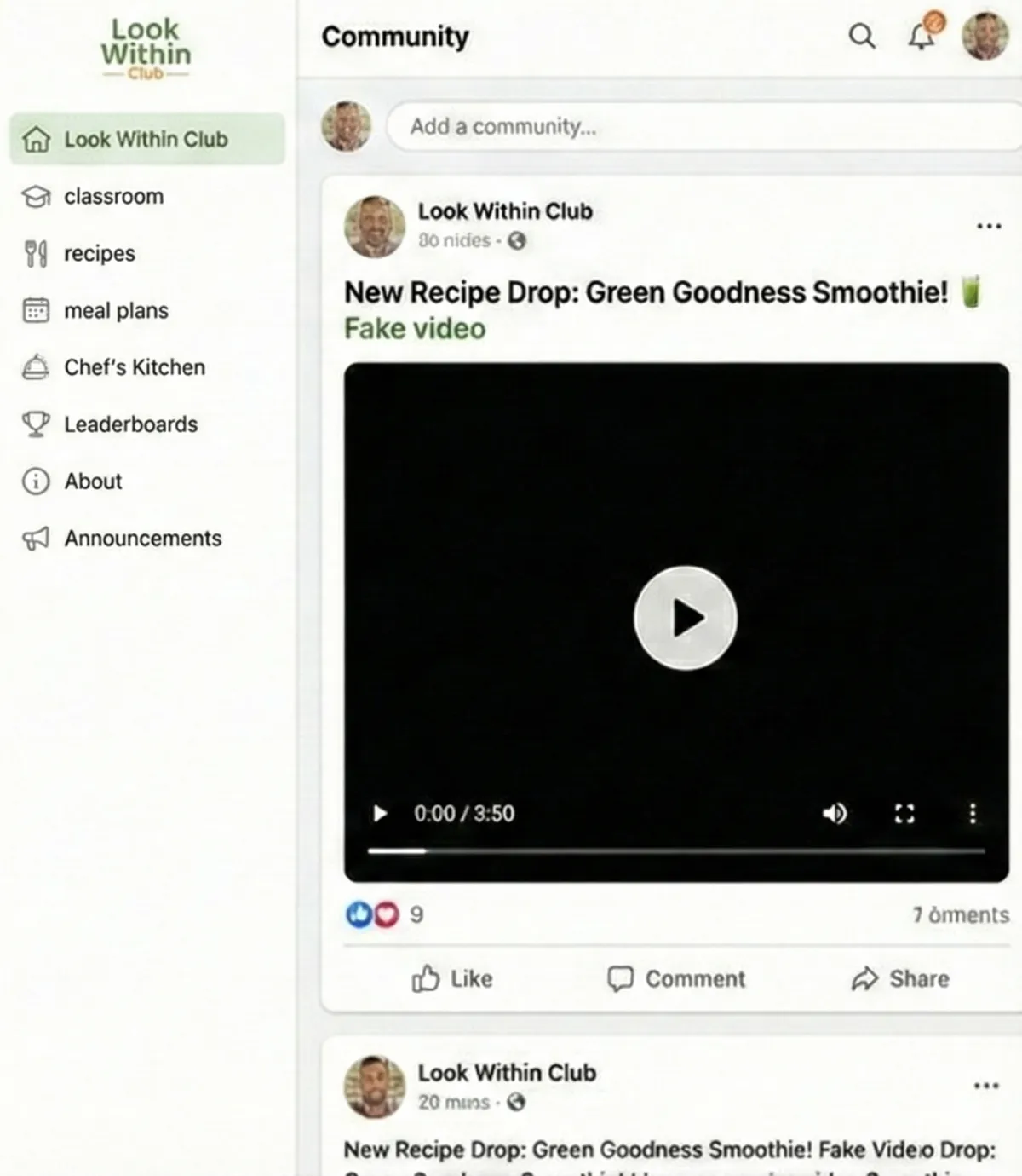 Concept illustration of an online plant-based cooking community space