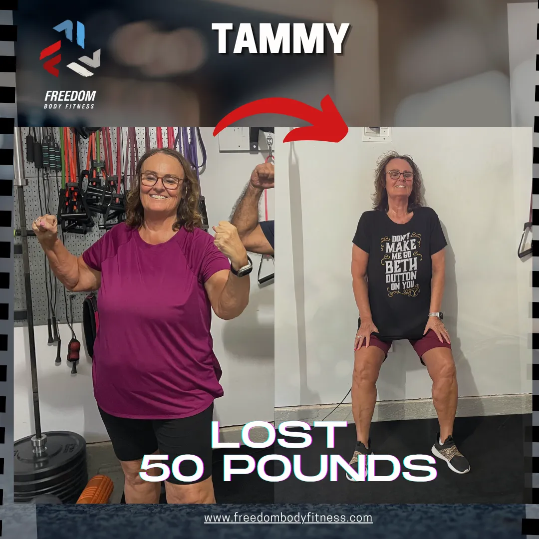 Tammy’s 50-pound weight loss transformation at Freedom Body Fitness in Schertz, TX