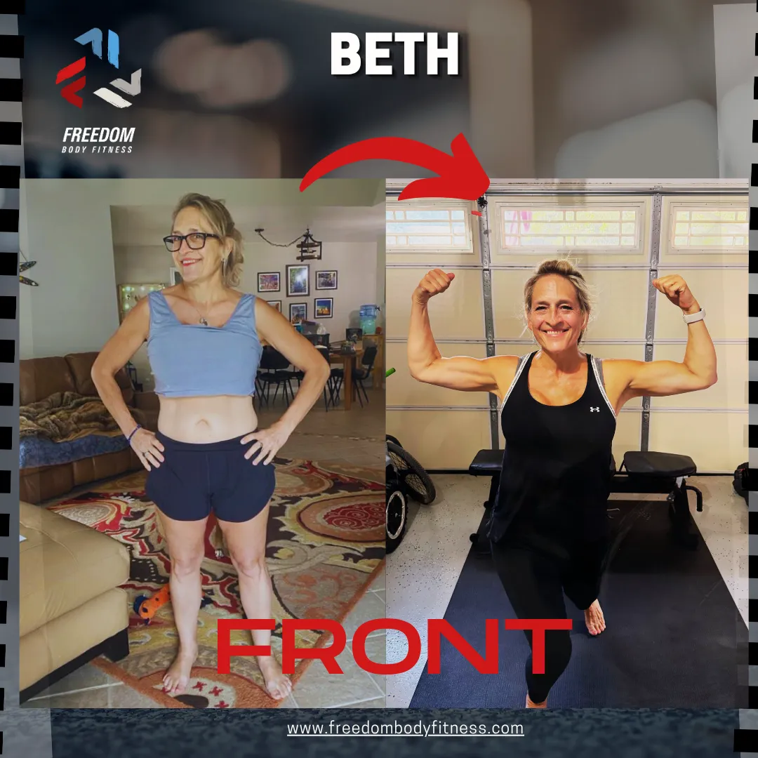 Beth’s strength and muscle toning transformation at Freedom Body Fitness in Schertz, TX