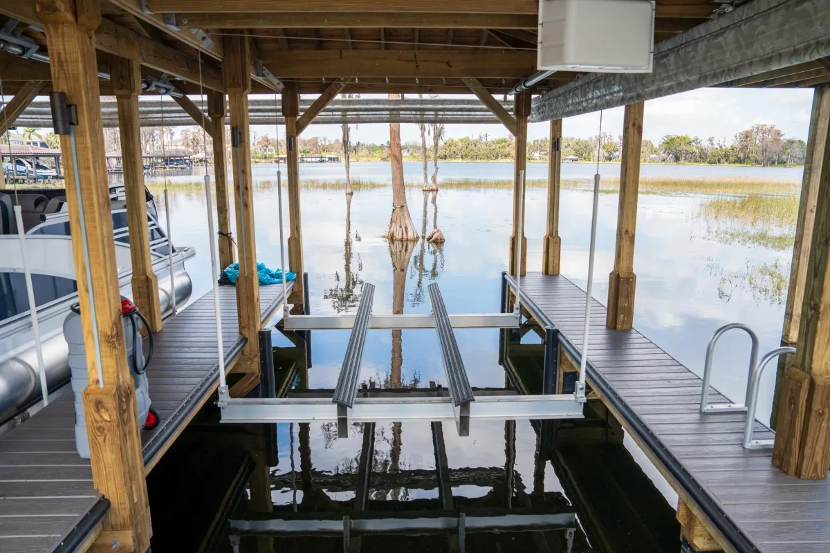 a pole winding boat lift 