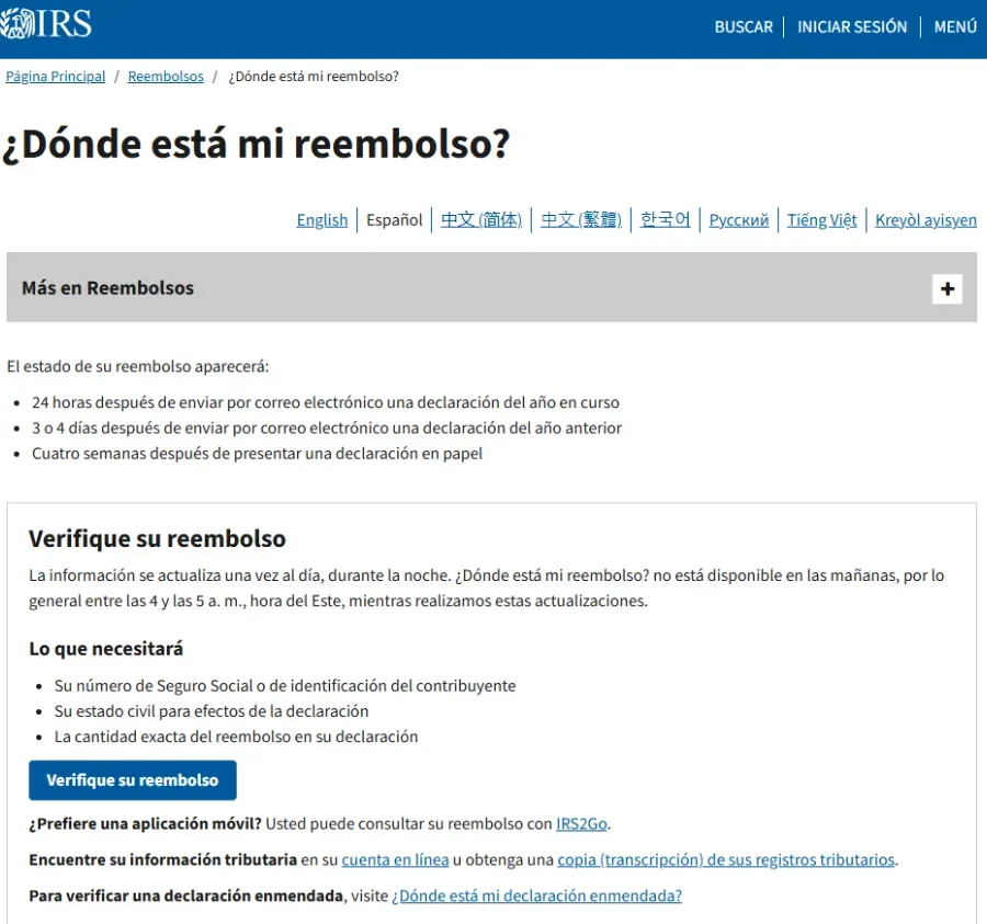 Rembolso Irs