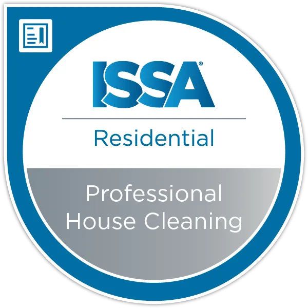 ISSA Residential Professional House Cleaning certification seal, verifying Crystal Maids' industry-standard training and excellence.