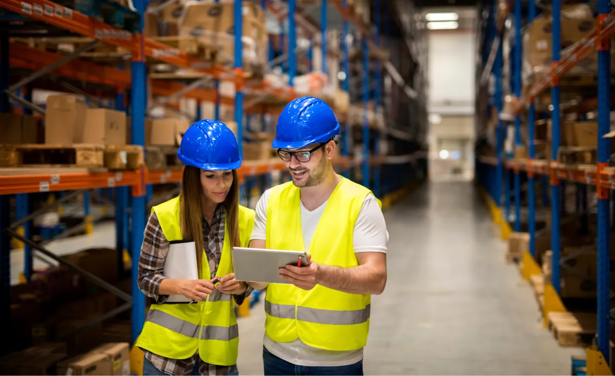 front-line workers in a warehouse