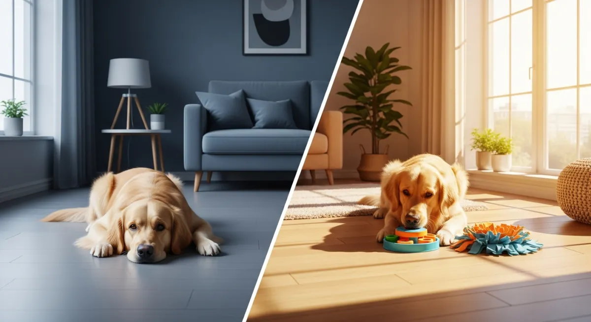 Bored dog vs enriched dog