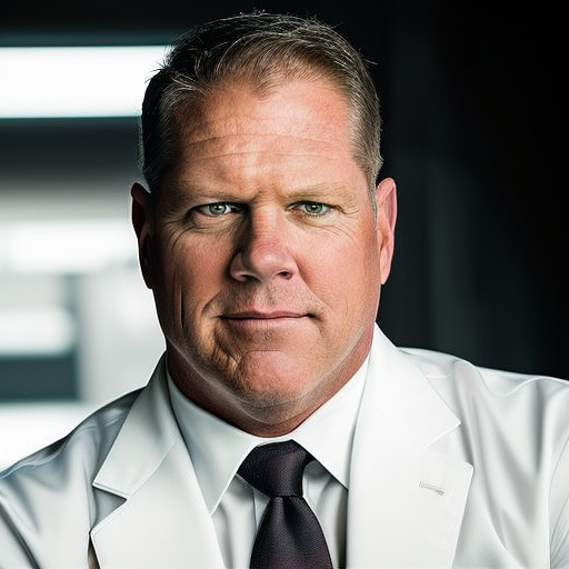 Founder portrait: warm, candid waist-up portrait of a mid-50s founder smiling in a light office setting; soft natural light, shallow depth of field, approachable editorial tone.