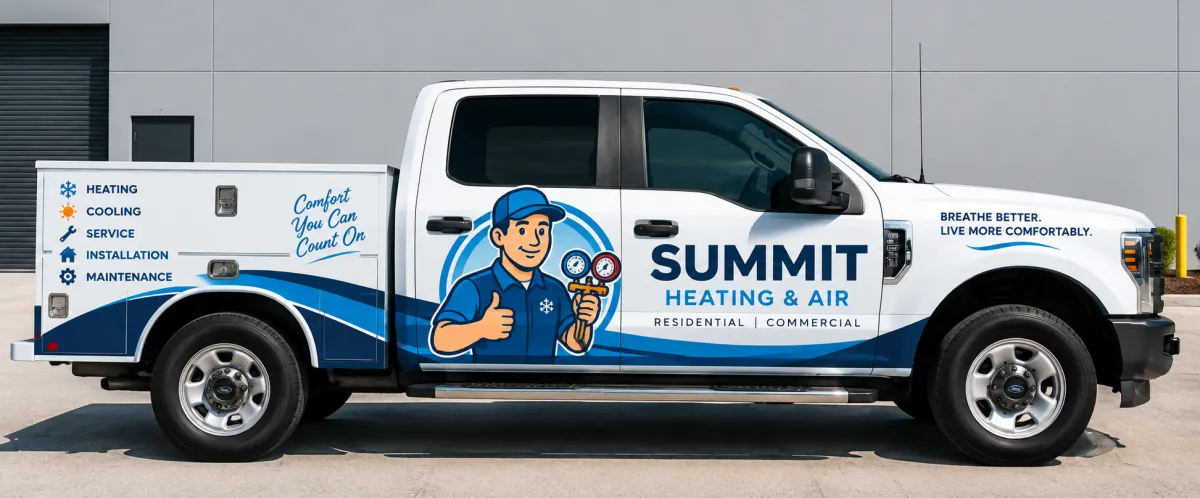 Commercial vehicle wrap example for a service truck by Signary Custom Signs & Graphics in Cumming GA