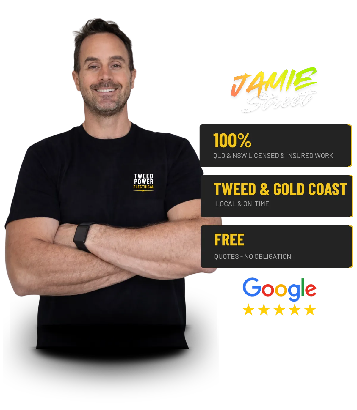 Jamie Street licensed electrician Gold Coast Street Power Electrical