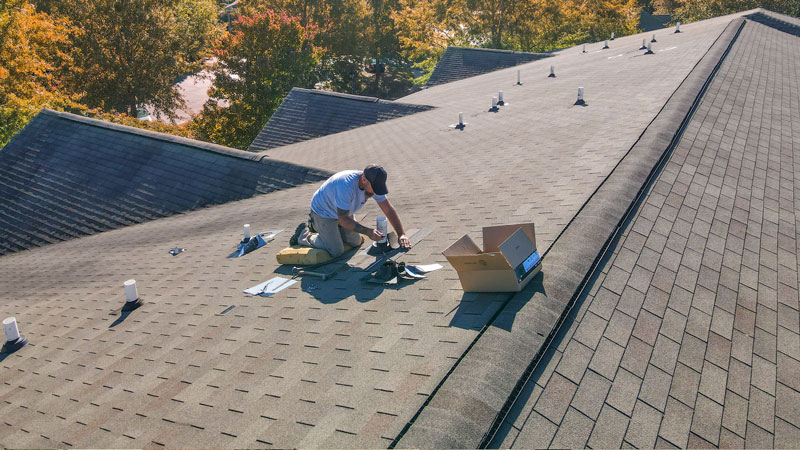 A house having it's whole roof replaced