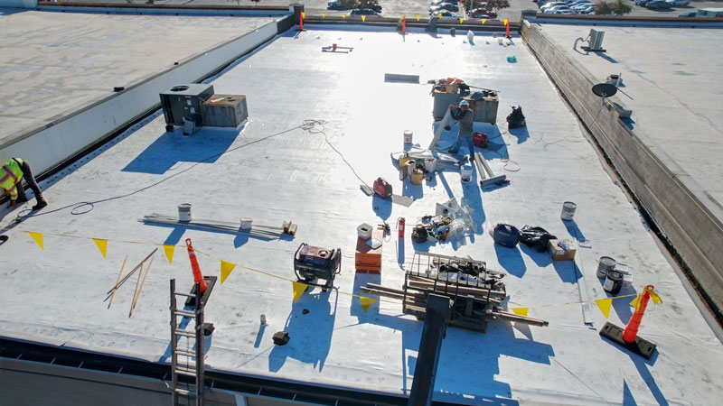 A house having it's whole roof replaced