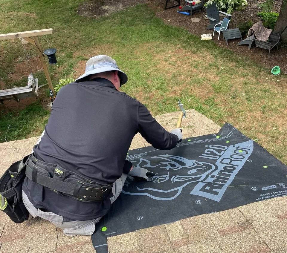 A house having it's whole roof replaced