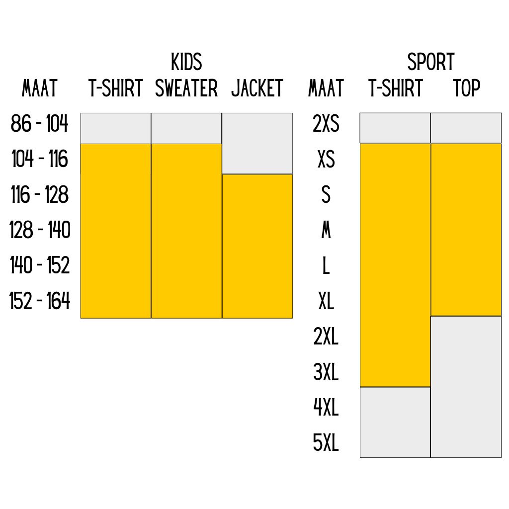 Alle kleding kleuren die beschikbaar zijn op de website